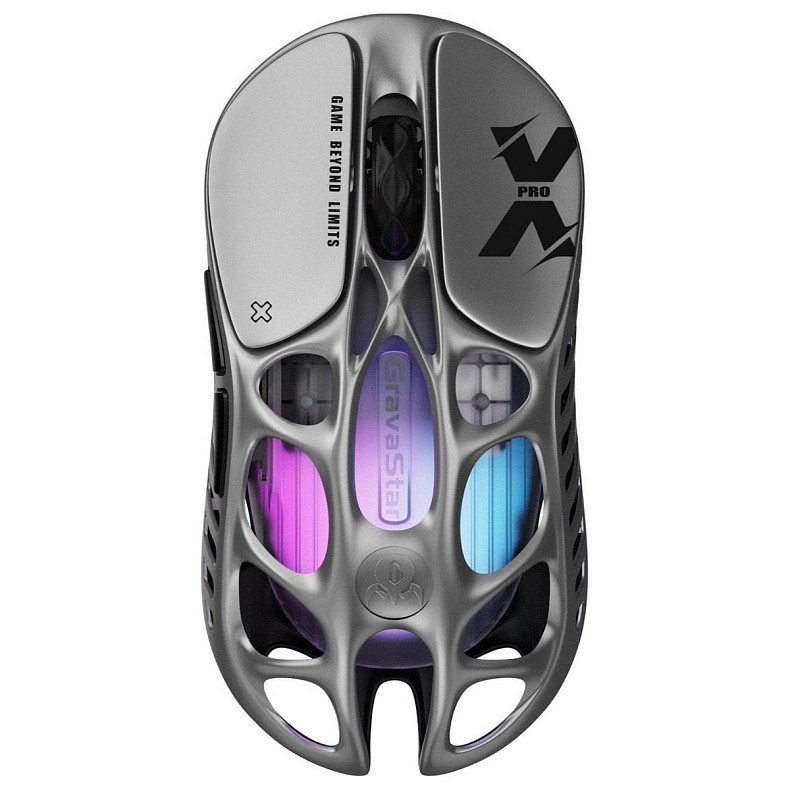 Миша GravaStar Mercury X Pro, 8K, BT/WL/USB-A, RGB, сірий