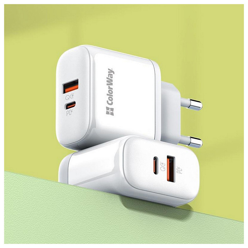 Сетевое зарядное устройство ColorWay Power Delivery Port PPS USB (Type-C PD + USB QC3.0) (45W) Black