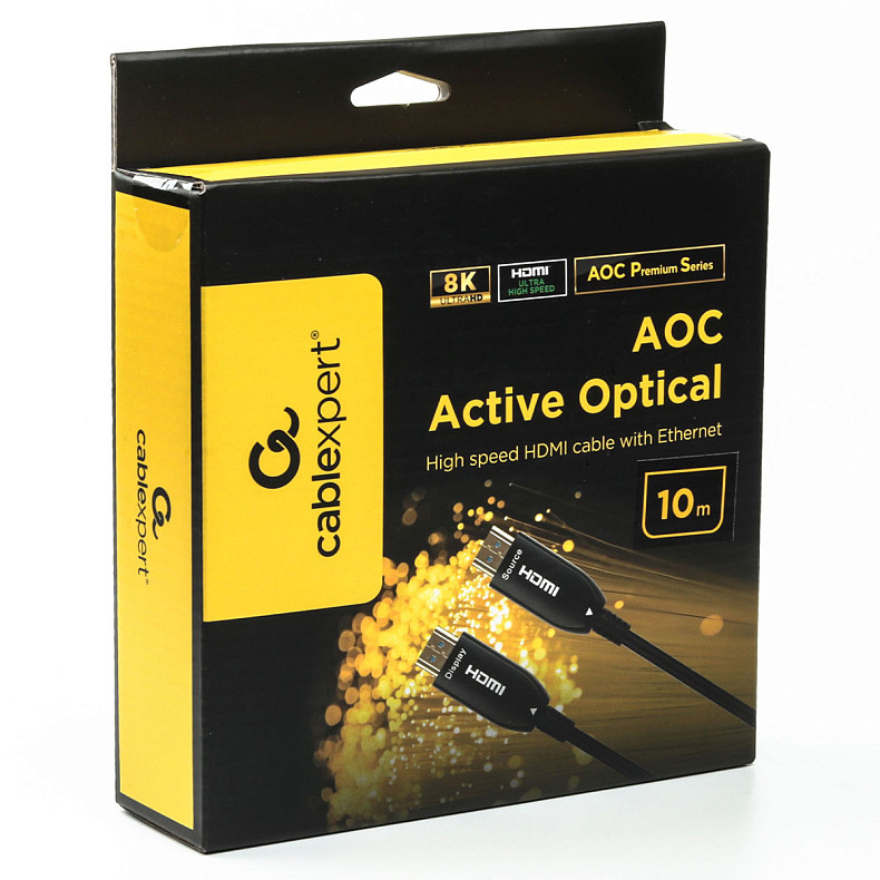 Кабель оптичний (AOC) HDMI V.2.1, 8К 60Гц/4К 144Гц, позолочені конектори, 10 м