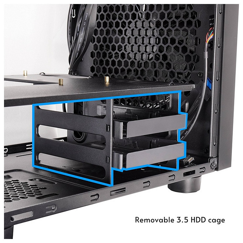 Корпус Chieftec THE CUBE CI-03B-OP, без БЖ, fan 20cm, mATX, Black