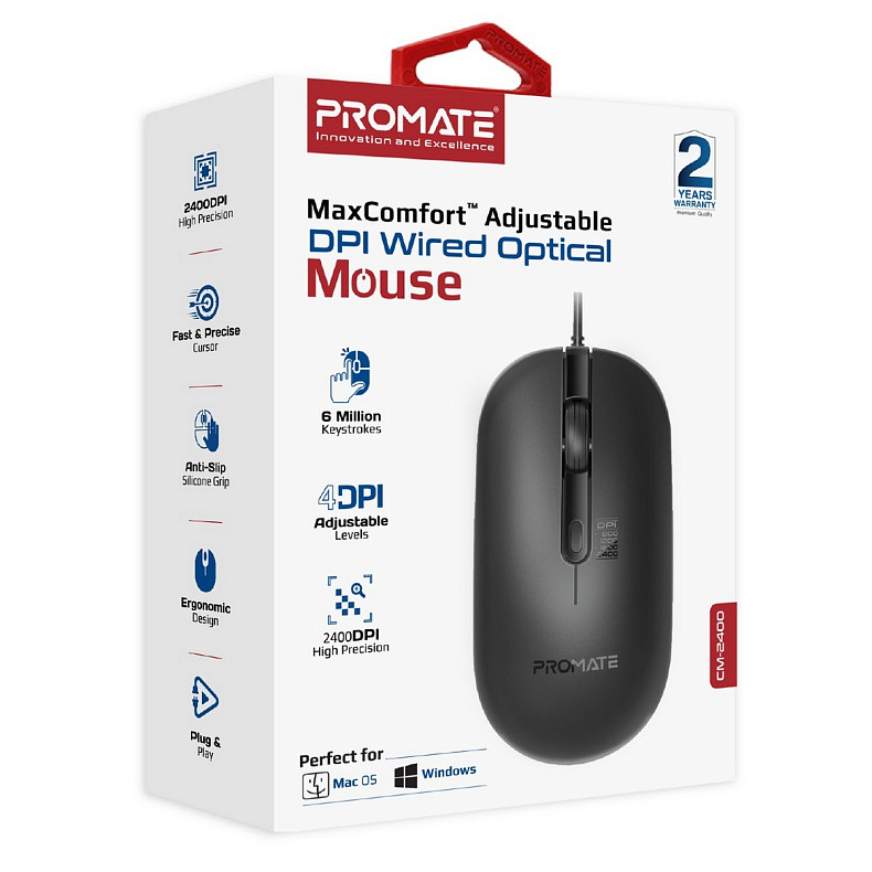 Миша Promate CM-2400 чорного кольору