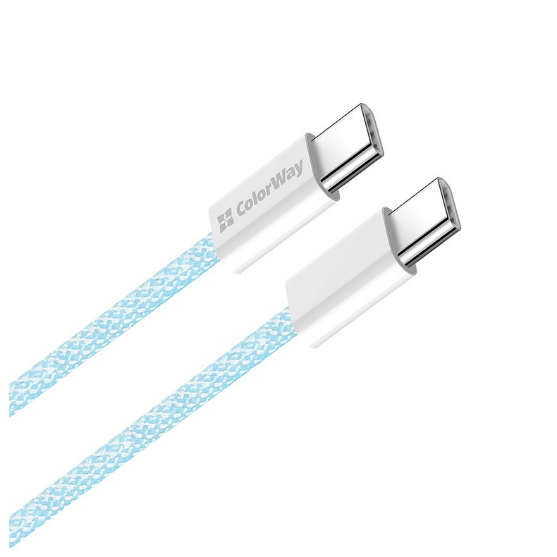 Кабель ColorWay USB Type-C + USB Type-C (M/M), 3.0 А, 1 м, Blue (CW-CBPDCC061-BL)