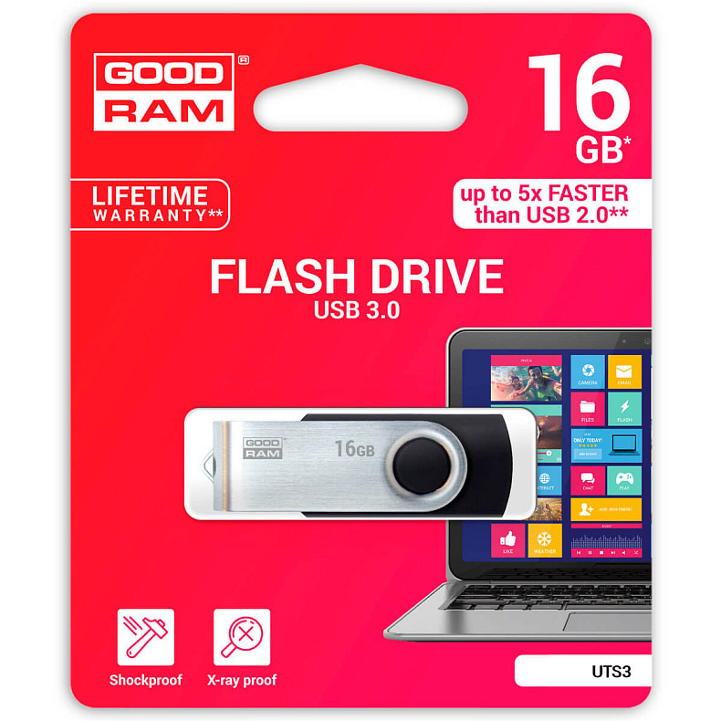 Флеш накопитель USB 3.0 16GB GOODRAM UTS3 (Twister) Black (UTS3-0160K0R11)
