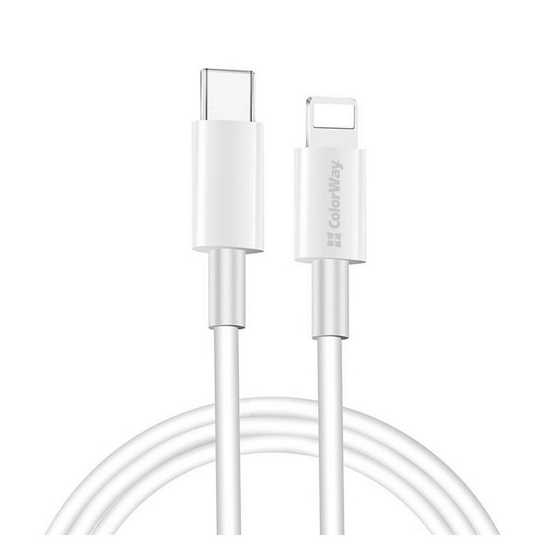 Кабель ColorWay USB-C-Lightning, 3.0А, 1м, White (CW-CBPDCL032-WH)