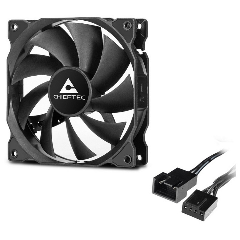 Корпусный вентилятор CHIEFTEC ZF-1225PWM, 120мм, 1600rpm, HDB, 4pin PWM, 25.5dBa, черный