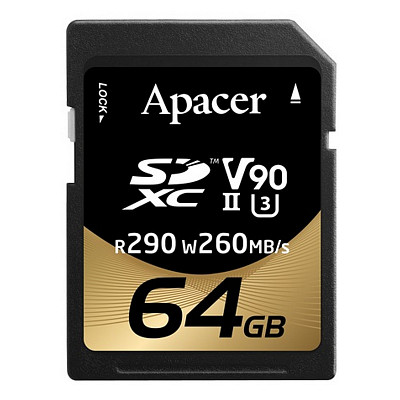 Карта памяти SDXC 64GB UHS-II/U3 Class 10 Apacer (AP64GSDXC10V9-R)
