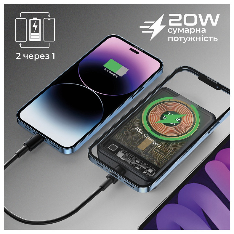 Универсальная мобильная батарея Promate LucidPack-10 10000mAh 20W Black (lucidpack-10.black)