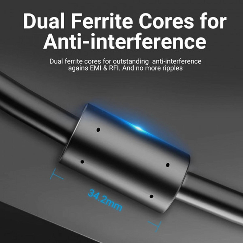 Кабель VGA 15M-15M, 2.0 м, с ферритами, черный Vention