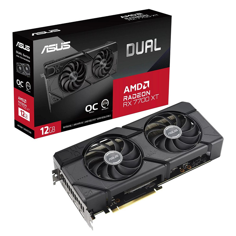 Видеокарта AMD Radeon RX 7700 XT 12GB GDDR6 Dual OC Asus (DUAL-RX7700XT-O12G)