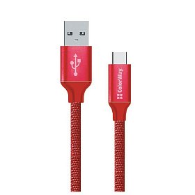Кабель ColorWay USB-USB-C, 2.4А, 2м Red (CW-CBUC008-RD)
