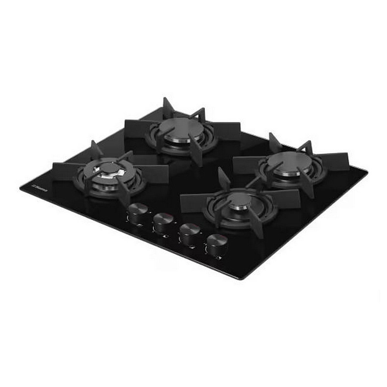 Варильна поверхня Hansa газова на склі, 60см, чавун, чорний