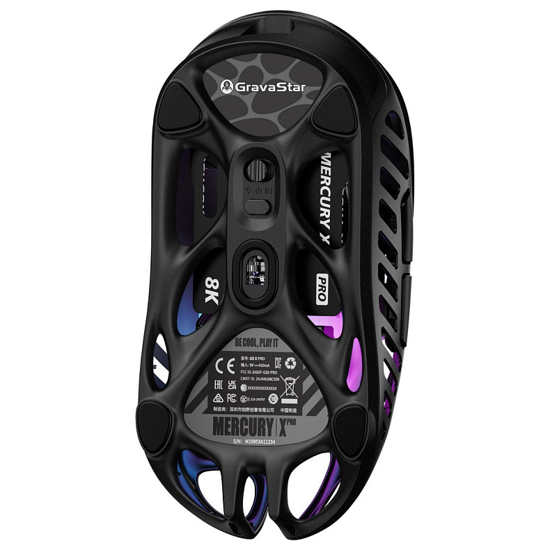 Мышь GravaStar Mercury X Pro, 8K, BT/WL/USB-A, RGB, черный