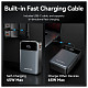 УМБ Vention 20000mAh 65W 3A PD,QC3.0,USB-A,1хType-C OUT,with Built-in USB-C Cable, LED Display,Black