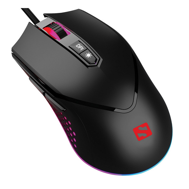 Мишка Sandberg Azazinator Mouse 6400 RGB, ігрова, 6400dpi., 7кн.Huano чорна