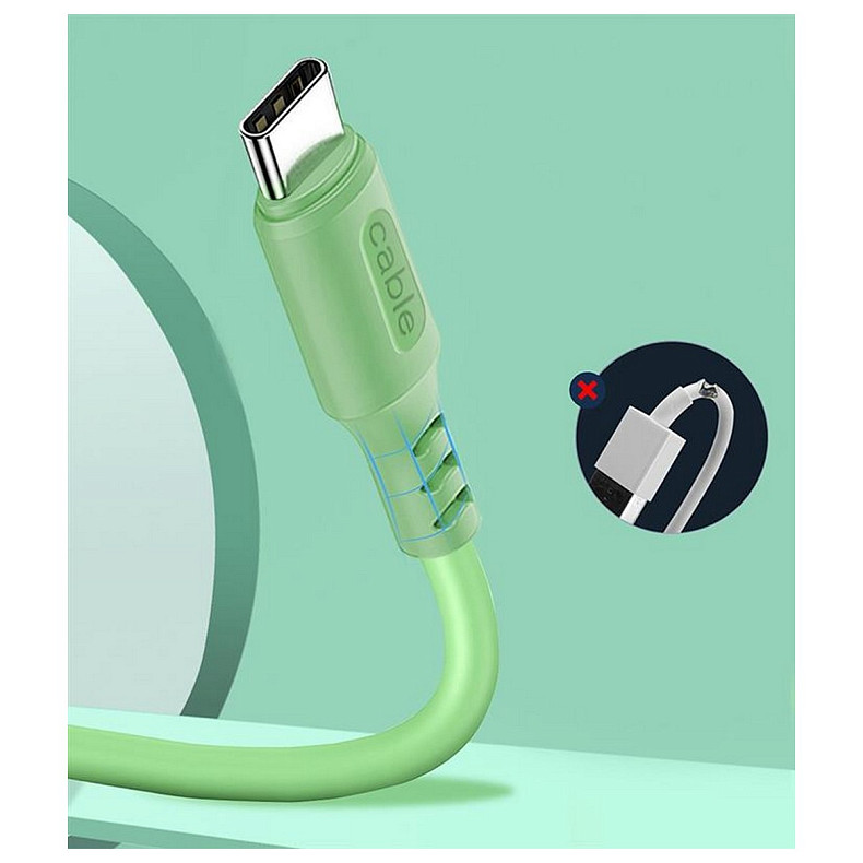 Кабель ColorWay USB-USB Type-C, soft silicone, 2.4А, 1м, Green (CW-CBUC042-GR)