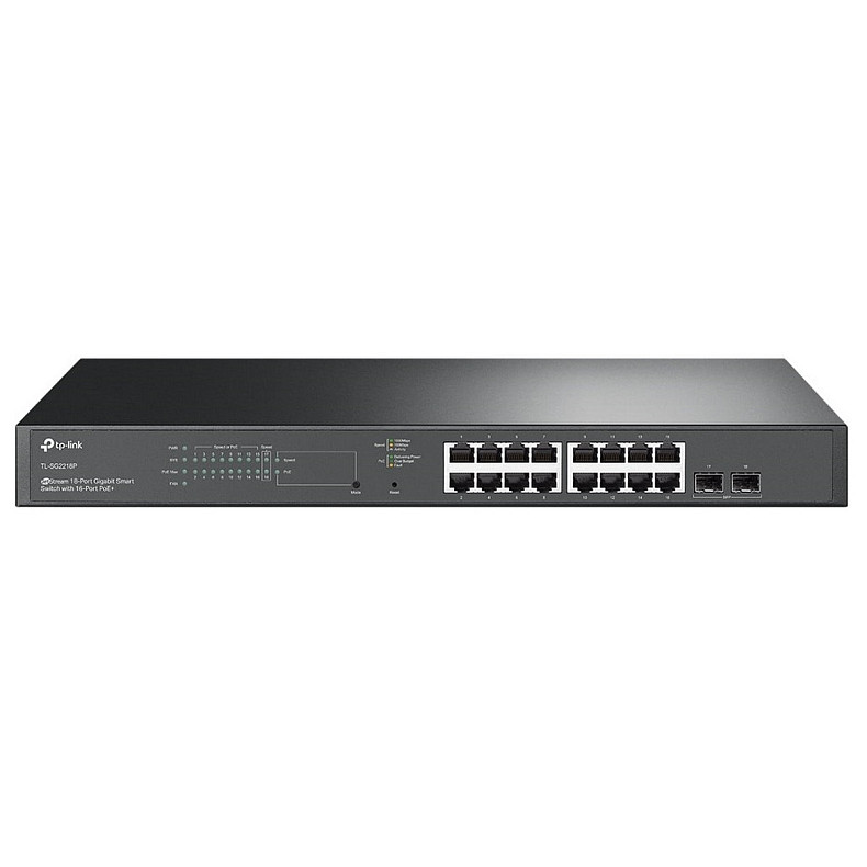 Коммутатор TP-LINK SG2218P 16x1GE (16xPoE), 2xSFP, 150W, WebSmart