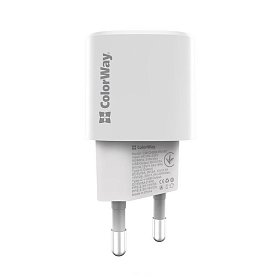 Мережевий зарядний пристрій ColorWay GaN PD Port PPS USB (Type-C PD + USB QC3.0) (33W) White (CW-CHS