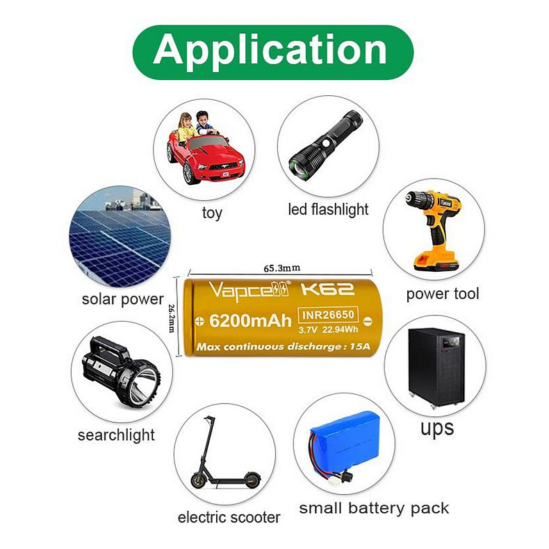 Акумулятор Vapcell 26650 6200mAh 1шт