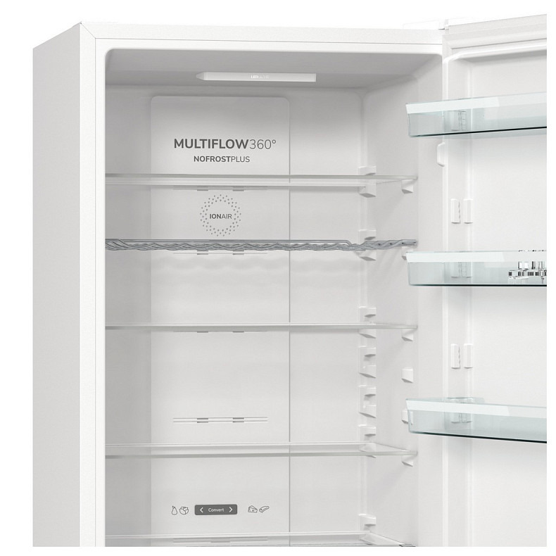 Холодильник с нижней морозильной камерой Gorenje NRK6202AW4, 200х60х60см, 2 двери, 235( 96)л, А++, Total N