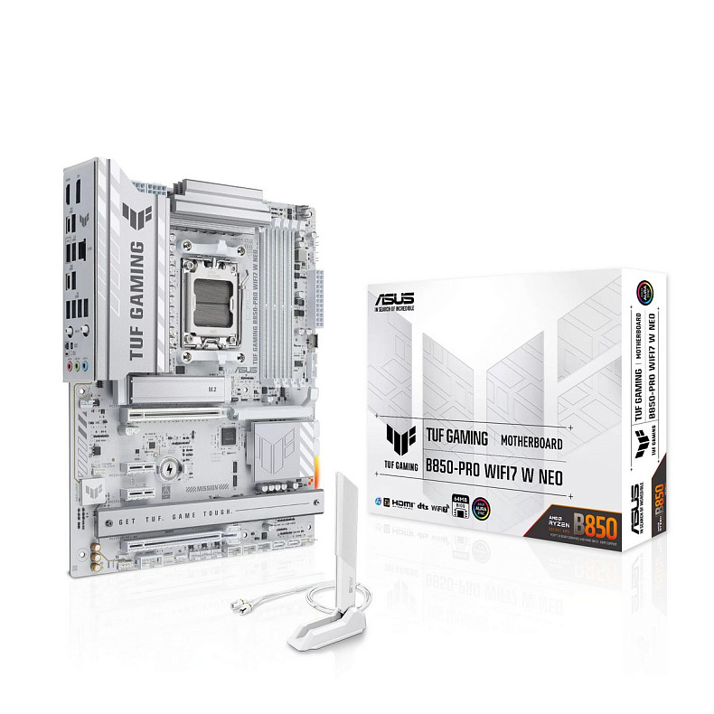 Материнcька плата ASUS TUF GAMING B850-PRO WIFI7 W NEO sAM5 B850 2xDDR5 M.2 HDMI DP Wi-Fi BT ATX біл