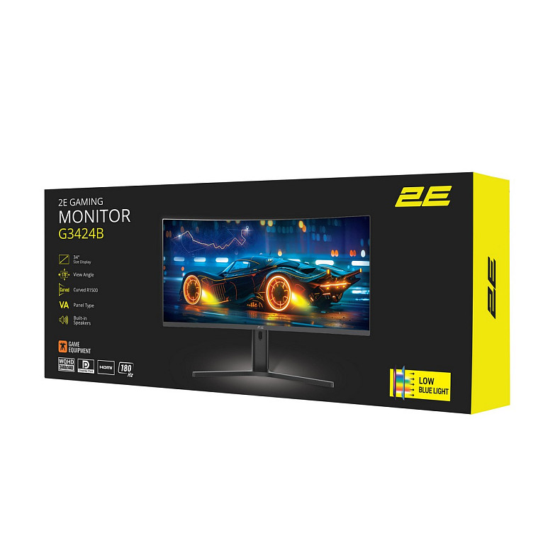 Монитор 2E GAMING 34" G3424B 2xHDMI, DP, VA, 3440x1440, 180Hz, 1ms, NTSC 85%, CURVED, FreeSync, HAS