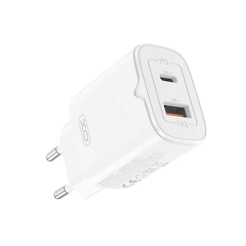 Сетевое зарядное устройство XO L130 (1USB-С, 1USB, 3А) PD, QC 3.0 White (L130.white)