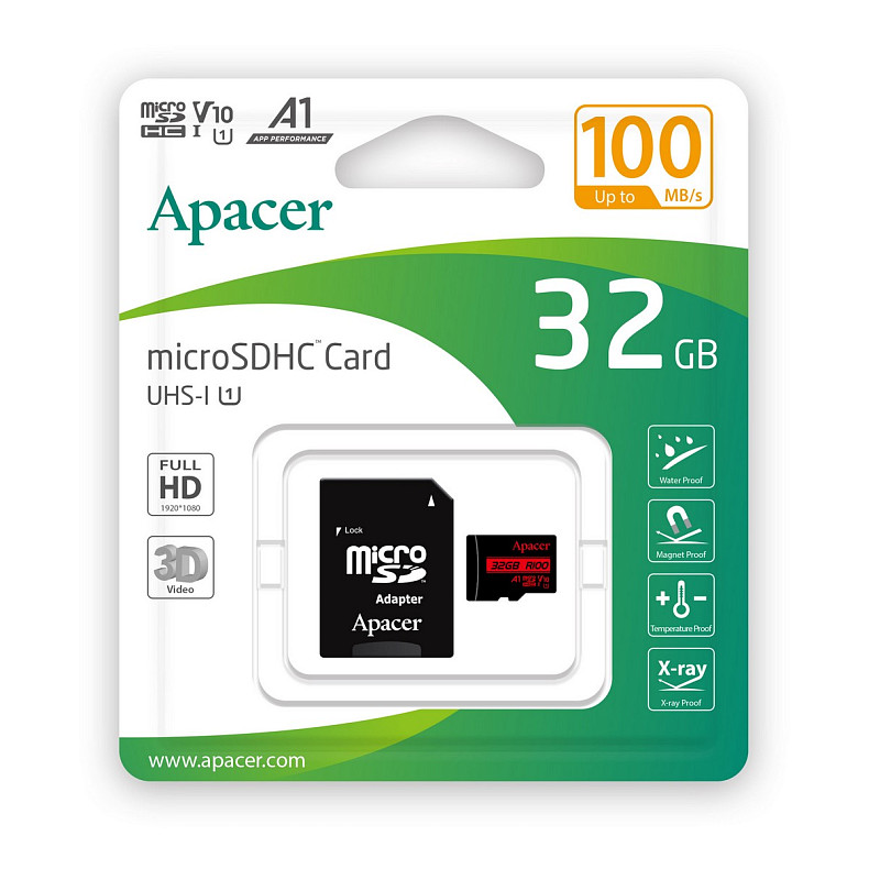 Карта пам'яті MicroSDHC 32GB UHS-I Class 10 Apacer + SD adapter (AP32GMCSH10UB-R)