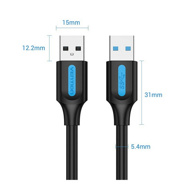 Кабель Vention USB - USB V 3.0 (M/M), 1 м, Black (CONBF)