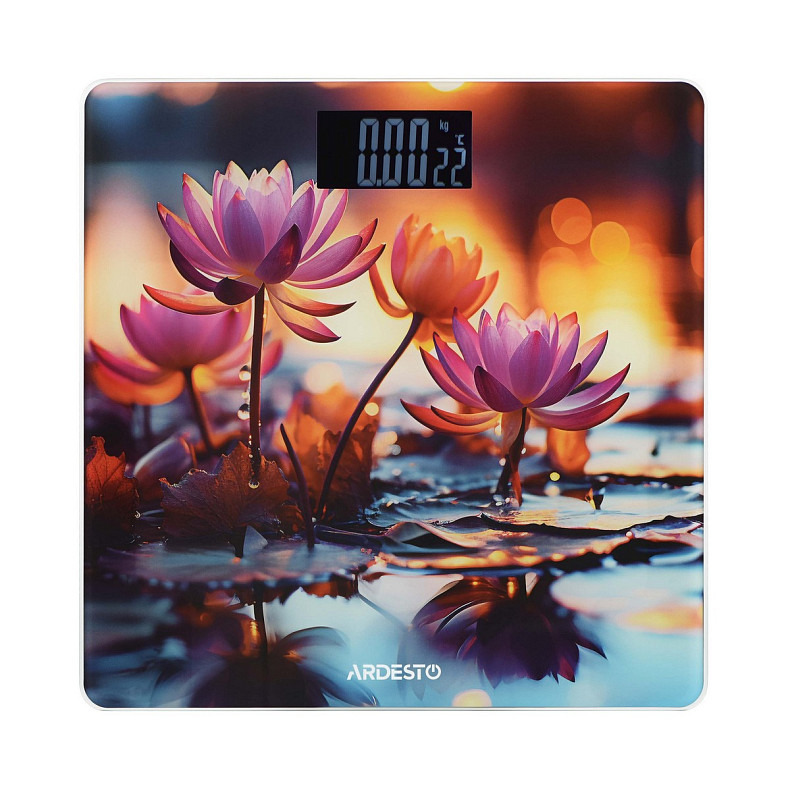 Весы Ardesto напольные LOTUS, 150кг, AAAx2 в комплекте, стекло, многоцветные.