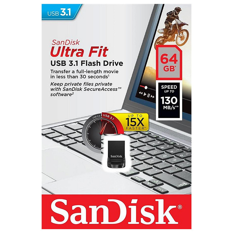 USB флеш-накопитель SanDisk 64GB USB 3.1 Ultra Fit