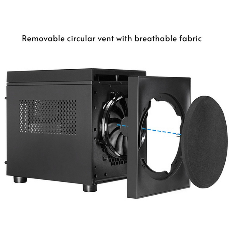 Корпус Chieftec THE CUBE CI-03B-OP, без БЖ, fan 20cm, mATX, Black