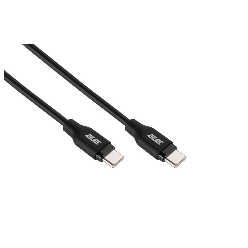 Кабель 2E USB-C > USB-C, 1м, 60Вт, Glow, чорний