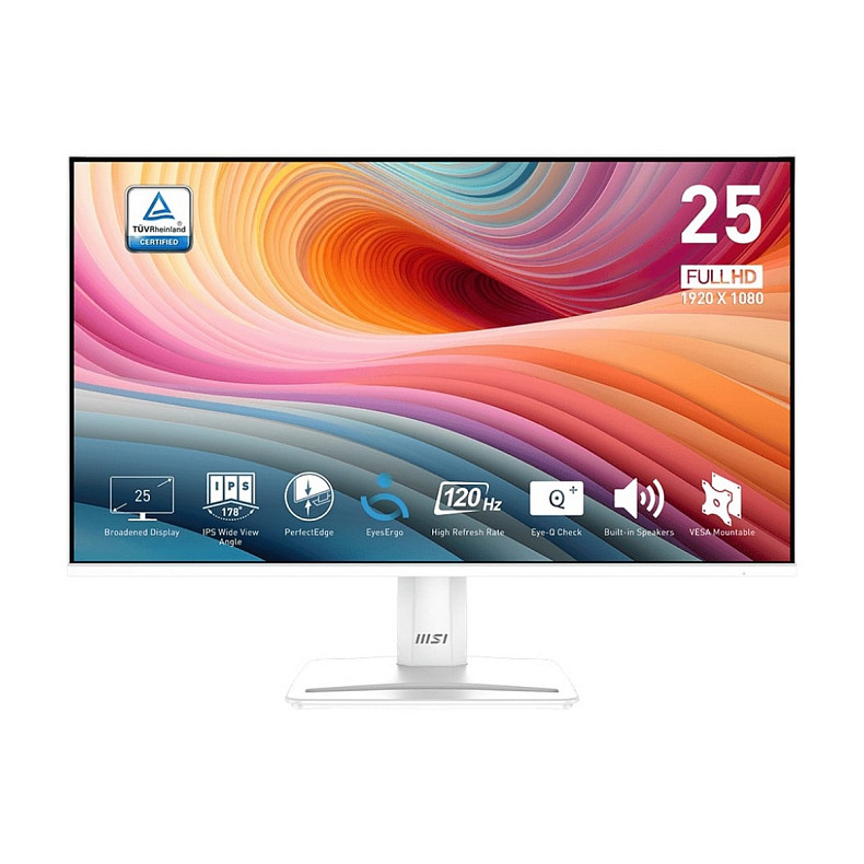 Монітор MSI 24.5" PRO MP251W-E2 D-Sub, HDMI, DP, MM, IPS, 120Hz, sRGB 99%, AdaptiveSync, білий