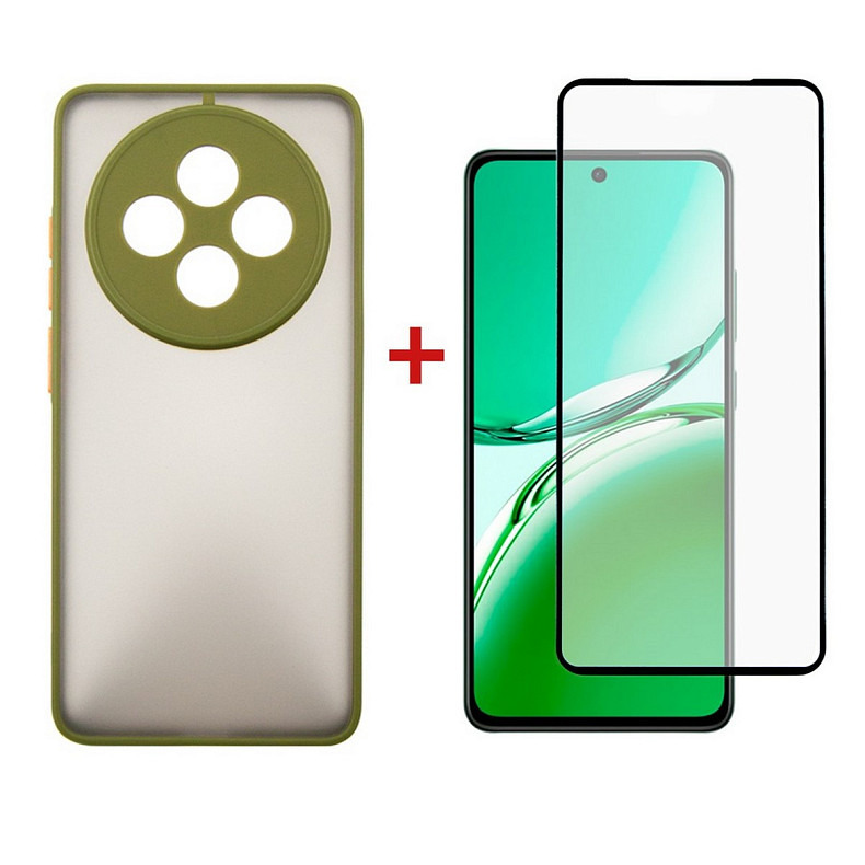 Чeхол-накладка Dengos для Oppo Reno 12 F/FS Olive (DG-KM-110) + защитное стекло