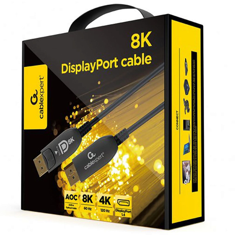 Кабель оптичний (AOC) DisplayPort V.1.4, 8К 60Гц/4К 120Гц, позолочені конектори, 30 м