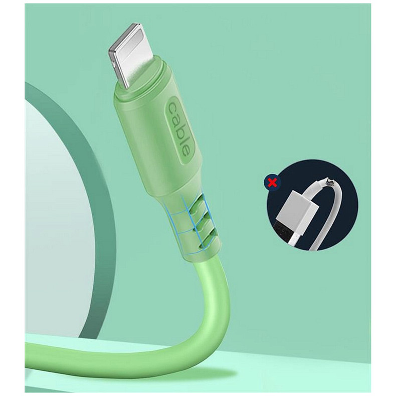 Кабель ColorWay USB-Lightning, soft silicone, 2.4А, 1м, Green (CW-CBUL042-GR)