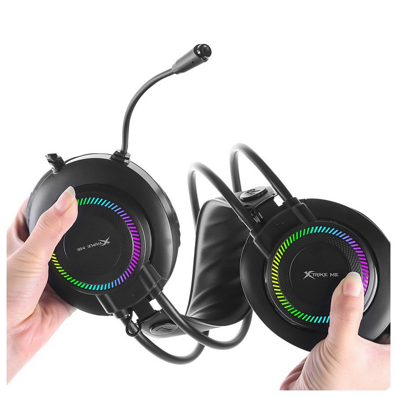 Ігрова гарнітура XTRIKE ME GH-509, USB+3.5мм, 7 режимів RGB, кабель 2м, чорна