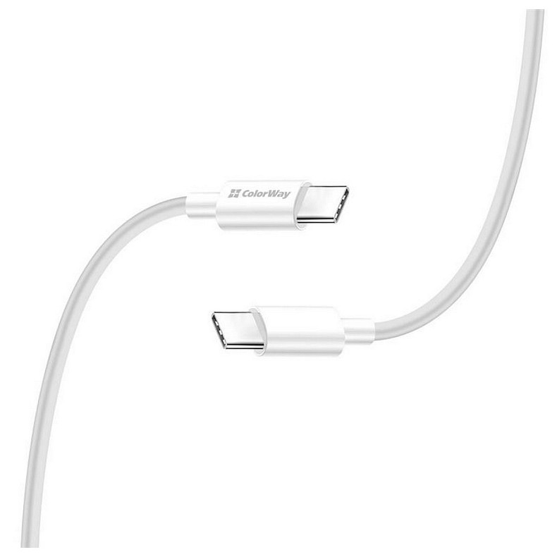 Кабель ColorWay USB-C-USB-C (PD Fast Charging 65W), 3.0А, 2м, White (CW-CBPDCC056-WT)