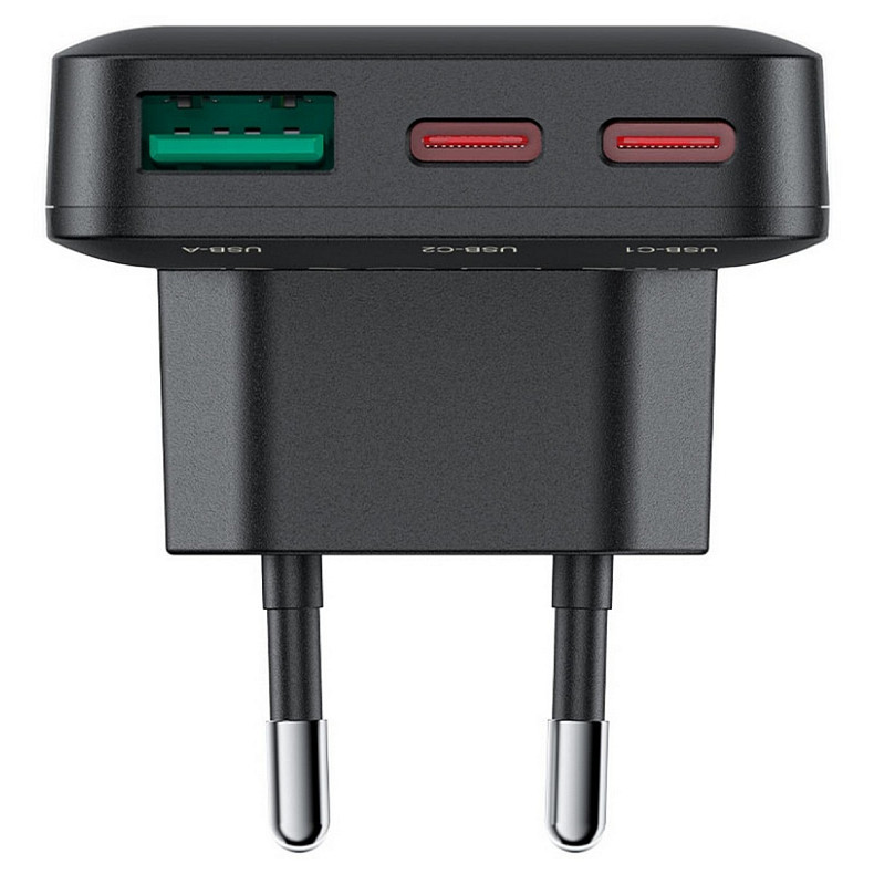 Зарядное устройство 3xUSB 65W (2xUSB-C+USB-A) Gan A100 Fast Charger Ultra thin black Acefast
