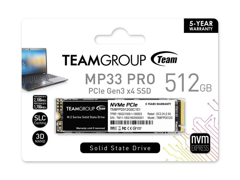 SSD диск Team MP33 Pro 512GB M.2 2280 PCIe 3.0 x4 3D TLC (TM8FPD512G0C101)