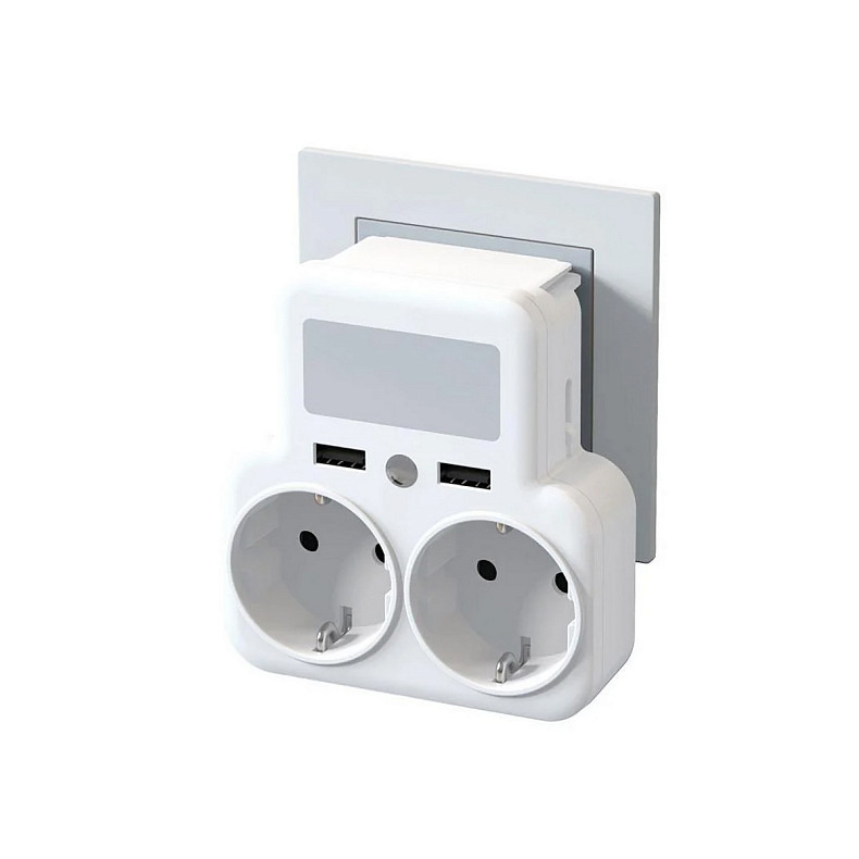 Сетевое зарядное устройство XO WL09 (2 розетки 4000W; 2USB 2.4A) White (WL09.white)