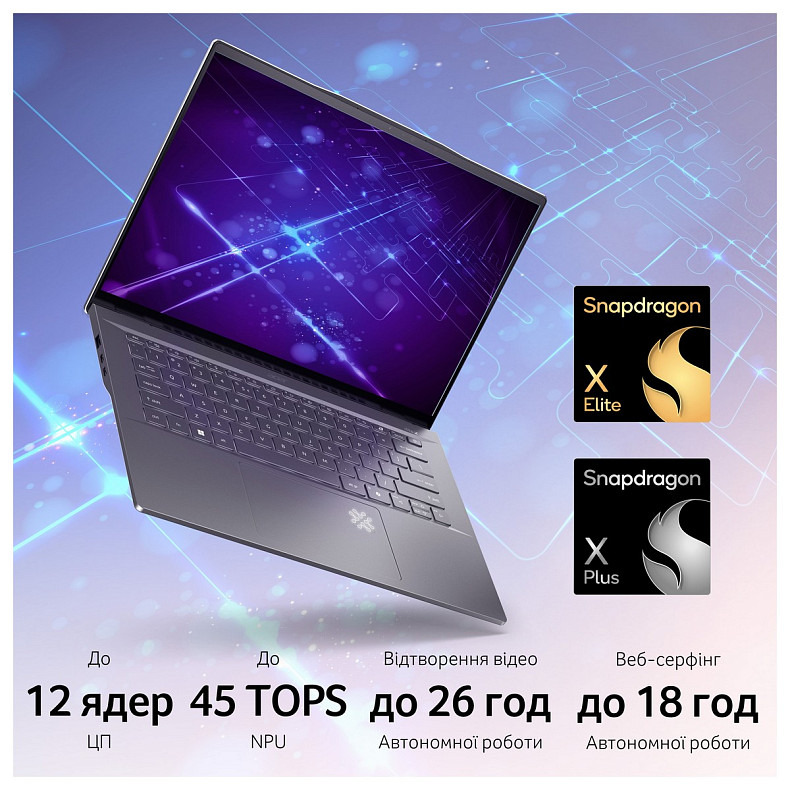 Ноутбук Acer Swift 14 AI SF14-11 14.5" WQXGA IPS, Quallcomm X1P-64-100, 16GB, F1TB, UMA, Win11, сіри