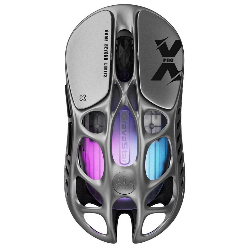 Миша GravaStar Mercury X Pro, 8K, BT/WL/USB-A, RGB, сірий
