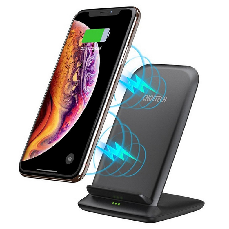 Зарядний пристрій Choetech 15W Fast Wireless Charging Stand 2coils black