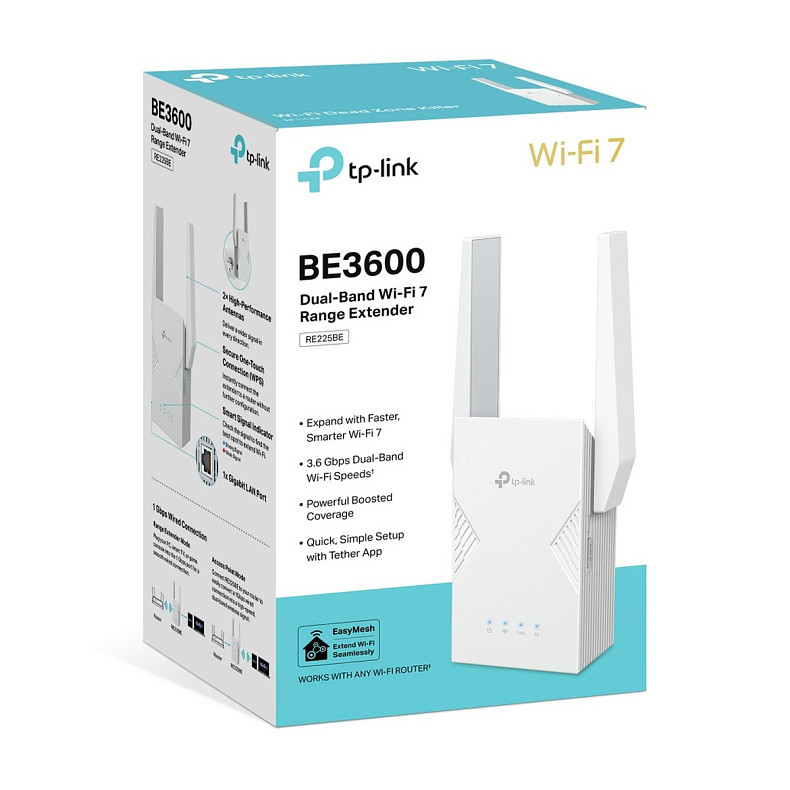 Расширитель покрытия WiFi TP-LINK RE225BE BE3600, 1хGE, MESH