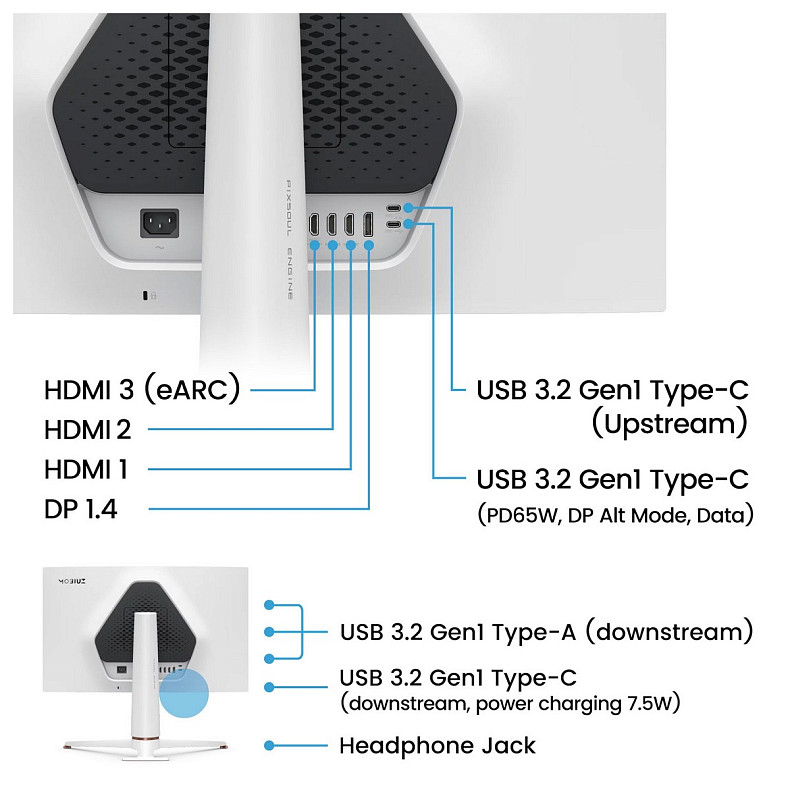 Монітор 27" BenQ EX271U, 4K UHD, IPS, 165Гцб 1ms, HDMI, DP, USB-C, HAS, Pivot, чорно-білий