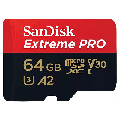 Карта пам'яті SanDisk 64 GB microSDXC UHS-I U3 Extreme Pro + SD Adapter (SDSQXCU-064G-GN6MA)