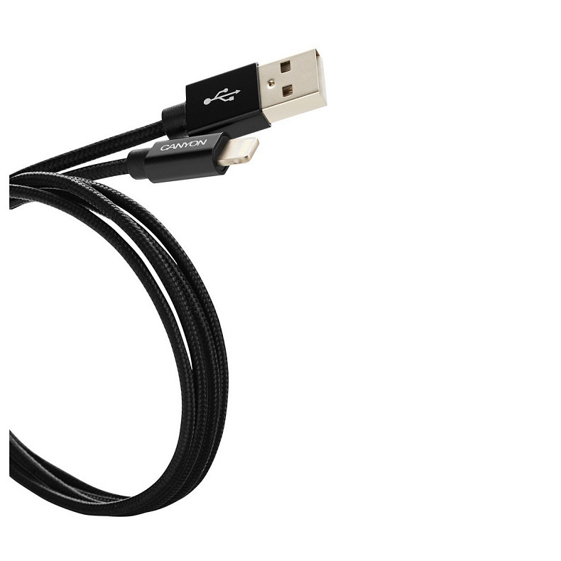 Кабель Canyon USB - Lightning 0.96м, Black (CNS-MFIC3B)