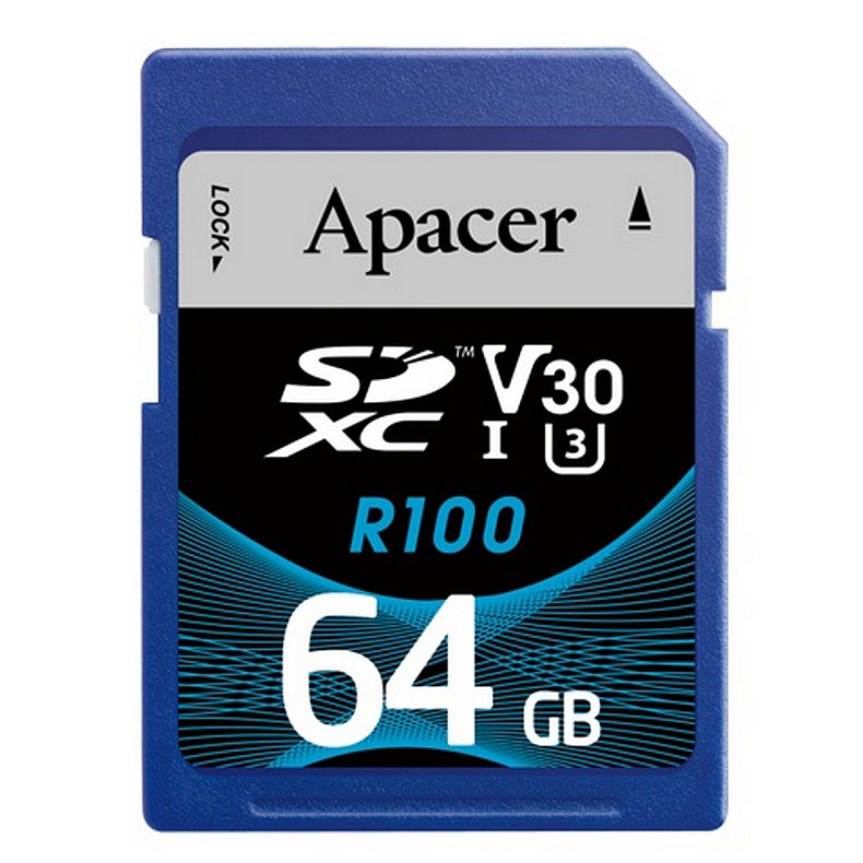 Карта памяти SDXC 64GB UHS-I/U3 Class 10 Apacer (AP64GSDXC10U7-R)