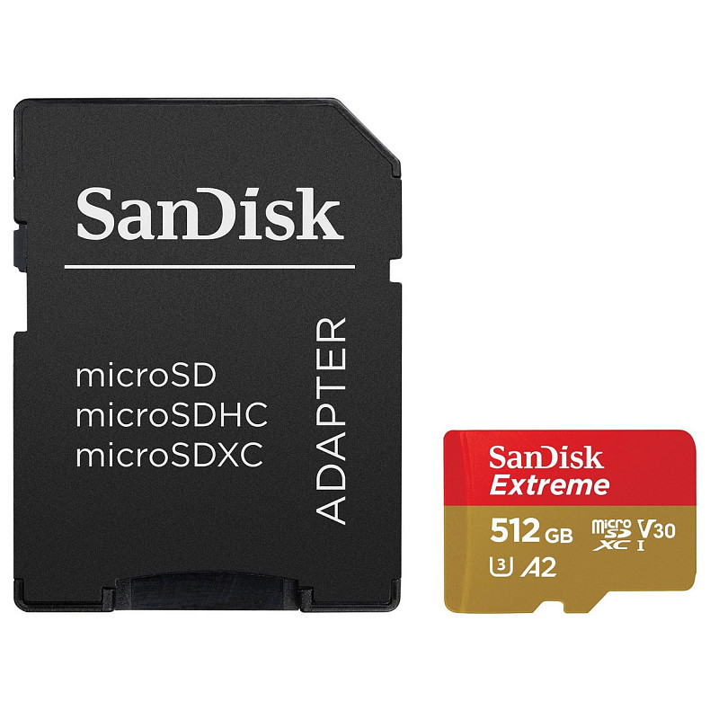 Карта пам'яті SanDisk microSD 512GB C10 UHS-I U3 Extreme V30 + SD